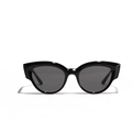 Klassische schwarze Cat-Eye TR90 Sonnenbrille mit dunkelgrauen Gläsern im Retro-Stil - Glänzend Schwarz/Graue Linse