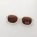 Foldable white oval sunglasses with brown polarized lenses and UV protection - Off White