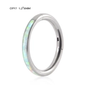 G23 Titan Clicker Ring mit weißem Opal-Inlay, 1.2x8mm silberner Piercingschmuck - Seitlich Eingelegter Weißer Opal / 1,2*8mm