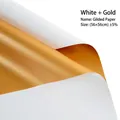 Double-sided white and gold gilt flower wrapping paper with metallic finish, 56x56cm - Flat White + Gold
