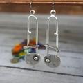 Orecchini pendenti vintage bohémien in lega argento retrò con design artigianale a forma di U - Argento Antico Pendente Geometrico a U