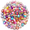 Detailed top view of assorted colorful large hole glass beads for jewelry making - Colored Beads / Colorful (10g)