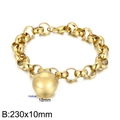 Golden chunky chain bracelet with 18mm large hollow sphere pendant on white background - Gold Color 23cm Bracelet (KB167221-Z)