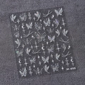Autocollants nail art papillon holographique M-496 avec étoiles et lunes laser argentées - Style Papillon Étoile Lune (M-496)