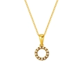 18K gold-plated stainless steel necklace with a round pearl-encrusted letter pendant - Letter O (S-P149-O)