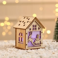 LED wooden Christmas house ornament with Santa reindeer sleigh silhouette and purple light - Medium Santa Sleigh