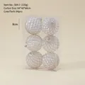 Champagne and white Christmas balls in set of 6 with gold mesh texture 8cm - 8cm / Champagne Rhombus (6 Pcs Set)