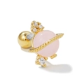 Pink planet-shaped ear stud with golden star ring and sparkling zirconia stones - EGD0439
