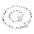 Set gioielli punk in metallo argento con collana e bracciale albero della vita su fondo bianco - Set Albero della Vita Argento (KS137153-Z)