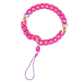Macro detail of vibrant fuchsia and purple resin link chain strap for phone cases - SL1845-Rose Red Purple Yellow Matte
