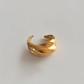 Minimalist 18k gold plated stainless steel open ring with wave texture design - US 6 / Gold