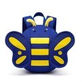 Cute cartoon bee toddler backpack in navy blue and yellow with soft 3D wings - Blue