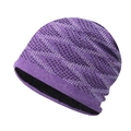 Detail showing the inner black fleece lining and rhinestone pattern of the purple knit hat - Adjustable / Checkerboard Rhinestone Purple