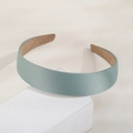 Elegant sage green satin headband with a wide non-slip velvet lining for women - Light Green