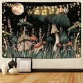 Psychedelischer Wandteppich mit Leuchtpilzen und Vollmond für die Wanddekoration - 73X95CM / Gebürsteter Stoff / Fantasiepilz Wald