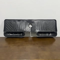 Black silicone faucet splash guard mat with drainage slots and integrated soap tray - Black