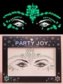 Luminous face jewels for EDM music festivals showing green glow in the dark effect - YG-025