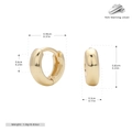 Detailed sizing chart and macro view of gold plated 925 sterling silver hoop earrings - Gold-6mm