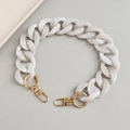 Replacement marble white resin chain strap with gold metal hooks for handbags - Dual-color White