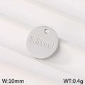 Polished silver stainless steel round charm tag, 10mm width and 0.4g weight DIY accessory - Steel Color Circle (KLJ9155-Z)