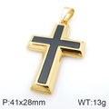 Colgante de cruz bicolor en acero inoxidable oro y negro, medida 41x28mm y peso de 13g - Colgante Color Dorado Estilo B (KP116455-HR) / Solo Colgante
