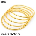 Set of 5 minimalist 18k gold plated 3mm stackable bangles in 60mm inner diameter - 5Pcs Set-Gold (KB184145-KFC)