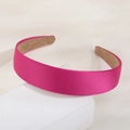 Hot pink satin headband with a wide padded design and non-slip suede inner lining - Rose Red