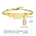 Verstellbares goldenes Edelstahl-ID-Armband mit B-Anhänger und kubanischem Ketten-Design - 12CM Buchstabe B / Gold