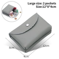 Gray genuine leather mini coin purse with 2 pockets and 12x8x4cm dimensions - Double Layer / Gray