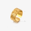 Anillo ajustable de acero inoxidable dorado estilo vintage con textura tejida - Estilo De Textura Tejida Trenzada Dorada / Dorado