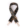 Bohemian style leopard print woven strap with gold metal buckles for crossbody bags - 1002 Leopard Black