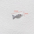 Silver koi fish pendant for DIY jewelry making, size 23mm by 9mm with scale texture - White Gold / Small / Single Piece