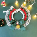 Christmas pet collar with green satin bow, golden bell, and snowman charm for cats - S (2.5-4.5kg) / Red and Green Striped Christmas Bib