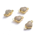 Golden heart-shaped magnetic jewelry clasp with sparkling white rhinestones - Rhinestone Heart Gold