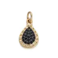 Exquisite 18K gold plated teardrop pendant featuring micro-paved black zircon stones - Gold Black Zircon Teardrop Pendant(YSN010-02)