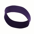 Detailed close-up of dark purple elastic sports headband made from soft breathable fabric - Purple