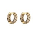 18K vergulde oorringen met micro-pave zirkonia steentjes in een trendy luipaardmotief - Zwart en Wit Pavé Luipaard / Goud