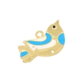 Pendentif oiseau doré avec émail bleu et blanc pour la création de bijoux DIY - Pendentif Oiseau / Émail Bleu Or