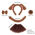 5-piece brown plush puppy dog costume set including ears headband and tutu skirt - Coffee / 5-Piece Set with Skirt