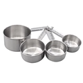 Set di 4 misurini in acciaio inossidabile con capacità incise su uno sfondo bianco - Acciaio inossidabile / Set di 4 Misurini Argento