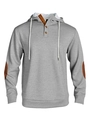 Sweat à capuche gris pour homme avec col boutonné et coudières marron - S / Gris clair
