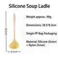Mestolo in silicone giallo e grigio con manico lungo 28,5 cm per pentole antiaderenti - Grande (Sottile) / Giallo Crema