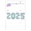 Kit de ballons chiffres 2025 bleu macaron 32 pouces en aluminium pour fête du Nouvel An - 4 Pièces/Paquet (Avec Carte) / Bleu Bébé / 32 pouces