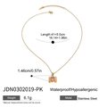 18K vergoldete Edelstahlkette mit rosa Herz-Zirkon und M-Buchstaben Anhänger - Rosa (JDN0302019-PK)