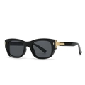 Classic black pilot sunglasses with polarized gray lenses and golden hinge accents - Black Grey Frame Gold Accessories