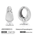 Orecchini a cerchio a goccia in acciaio inossidabile argento lucido e impermeabile - Argento (JDE0308023-S)