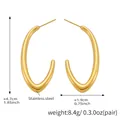Diagramma tecnico dettagliato di orecchini a cerchio ovali in acciaio inossidabile 18K - F542-Goccia Ovale Oro