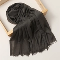 Deep gray cotton linen scarf for women featuring decorative tassel edges in a wooden frame - 180*100cm / Antique Green (TH39-4)