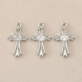 Detailed view of three silver plated cross pendants with inlaid zircon stones on beige fabric - Up House Balloon / 1.5*0.8cm / Silver