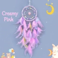 Acchiappasogni rosa crema con piume e perline per decorazione camera dei bambini - Prodotto Finito Senza Luce / Rosa Crema